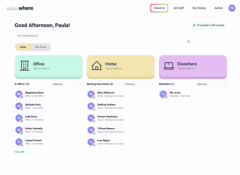 WhosWhere check-in demonstration
